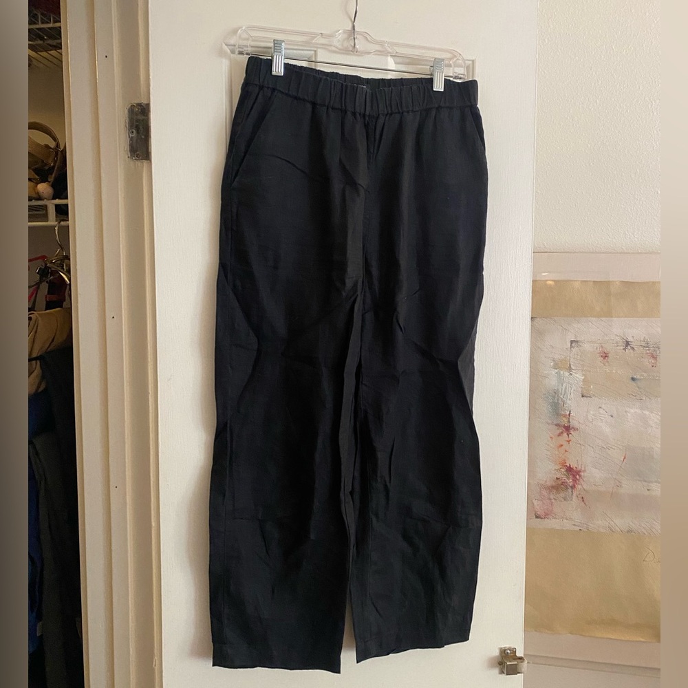 Quince Black Linen Straight Leg Pants